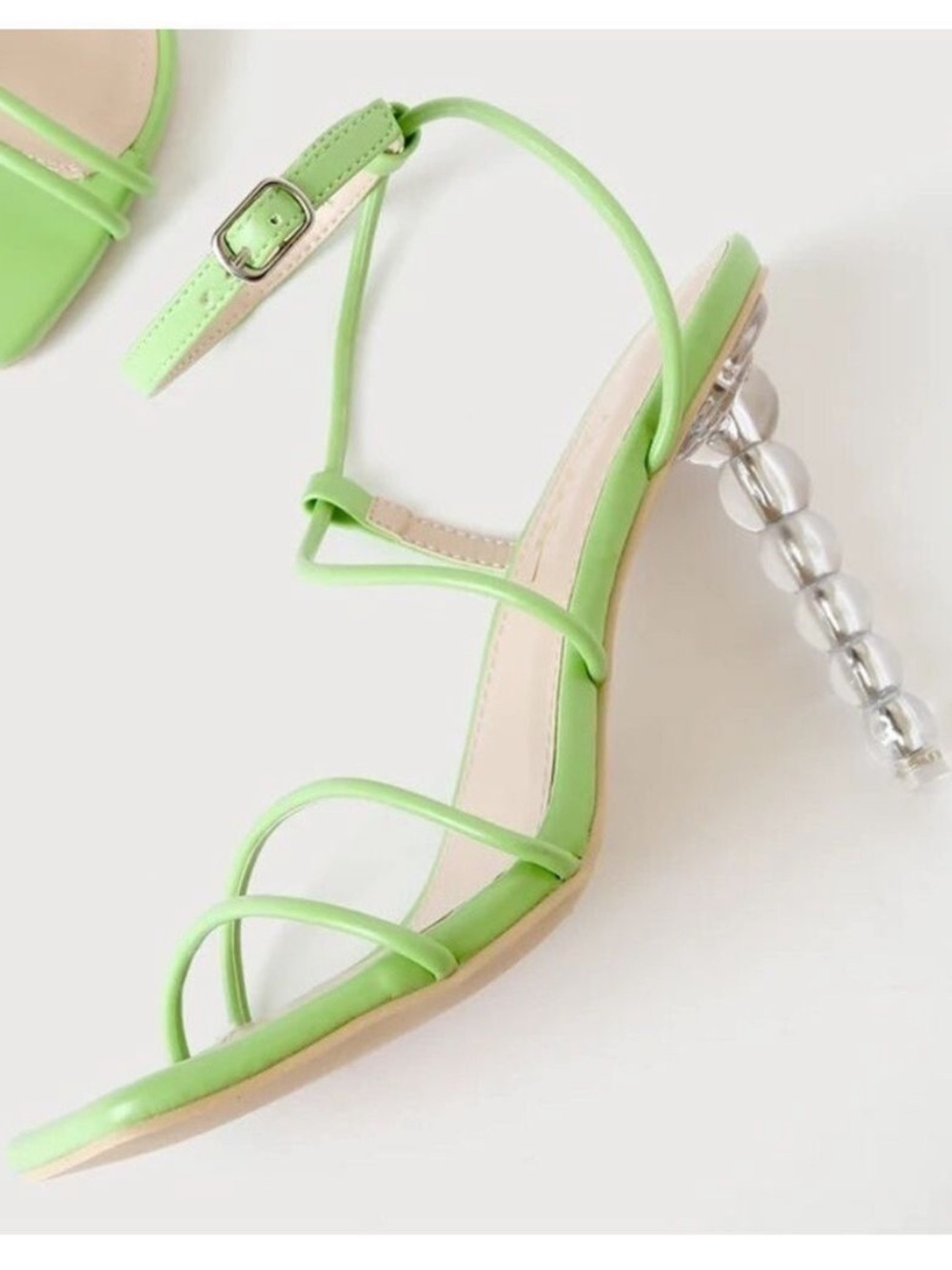 Lulus Quinta Green Sculpted High Heel Sandals - Size 7.5